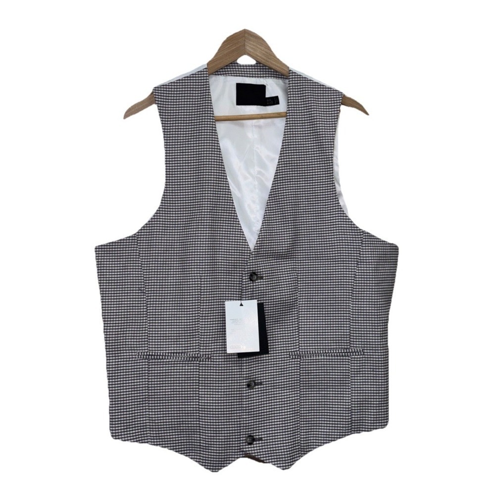 ASOS Mens Grey/White Houndstooth Dress Vest / Waistcoat (US 46 / EU 56)
